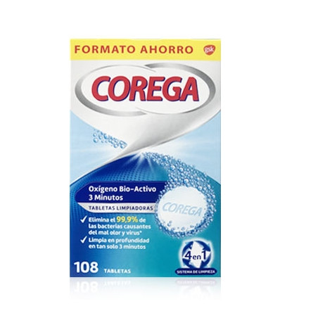 Corega Oxigeno Bio-Activo Tabletas Limpiadoras 108 Uds
