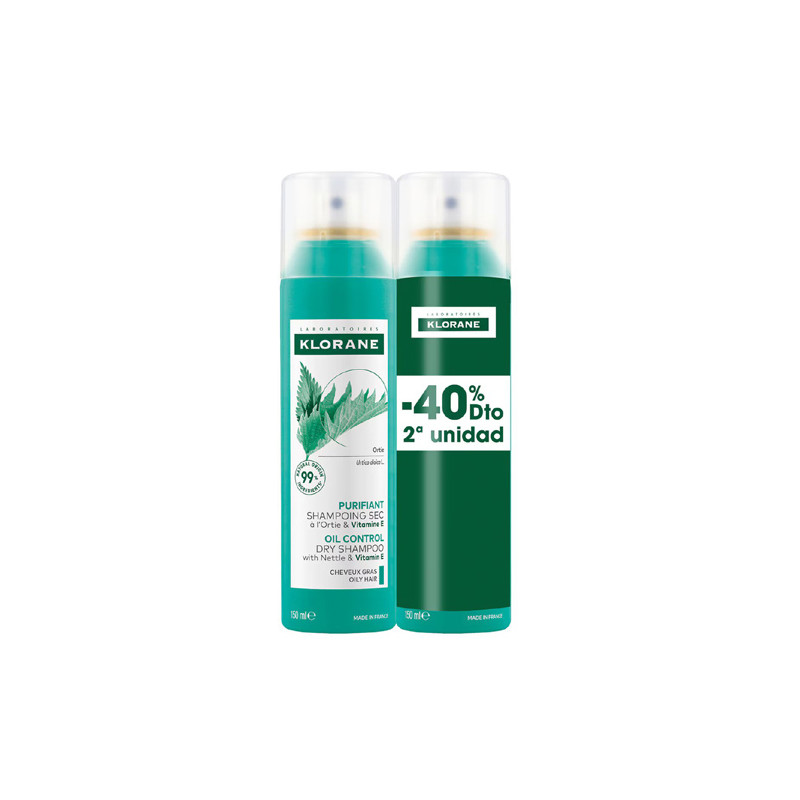 Klorane Champu Seco Seborregulador Extr Ortiga Duplo 2x150ml