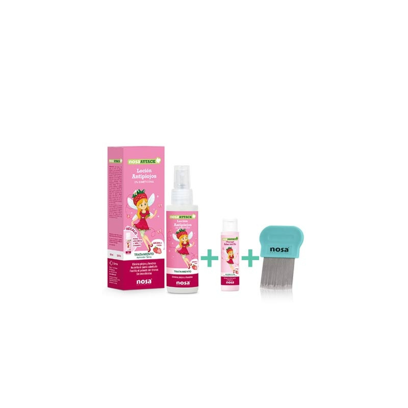 Nosa Attack Locion Antipiojos Fresa 100ml + Champu 15ml + Peine