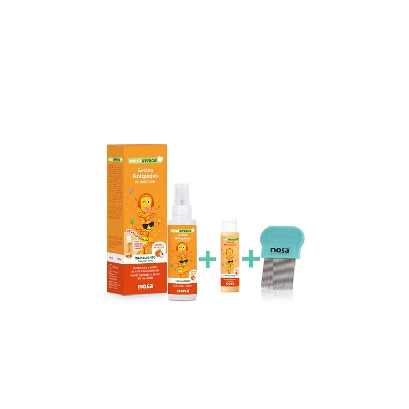 Nosa Attack Locion Antipiojos Melocoton 100ml +Champu 15ml +Peine
