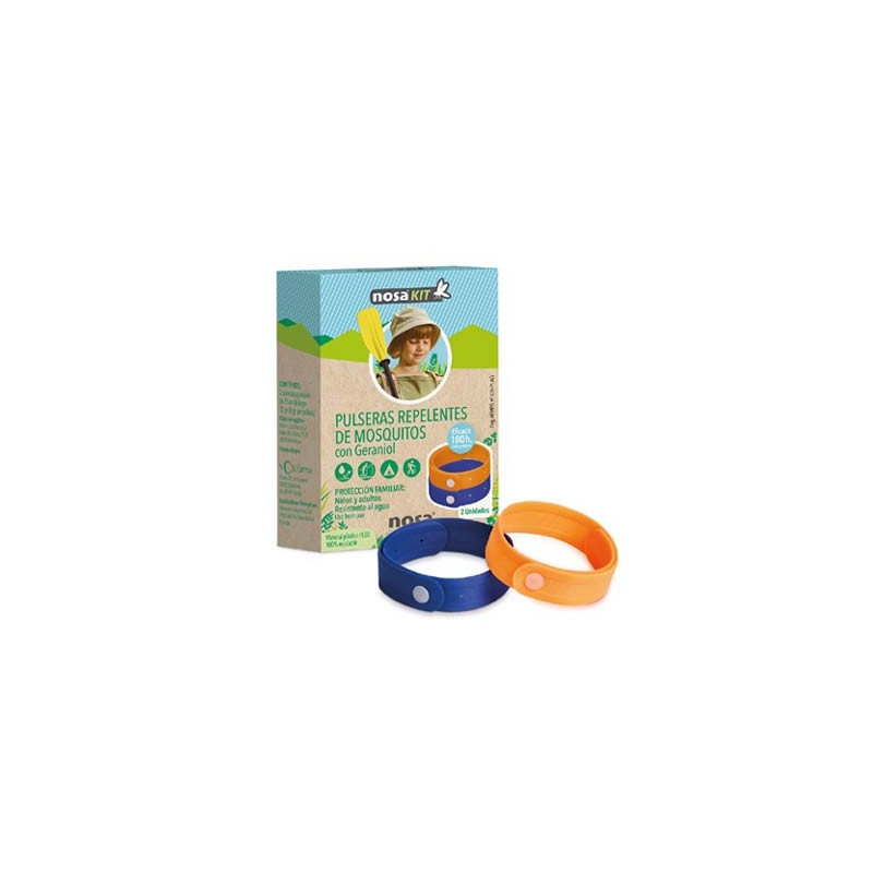 Nosa Kit Pulsera Repelente de Mosquitos Azul y Naranja 2 Uds