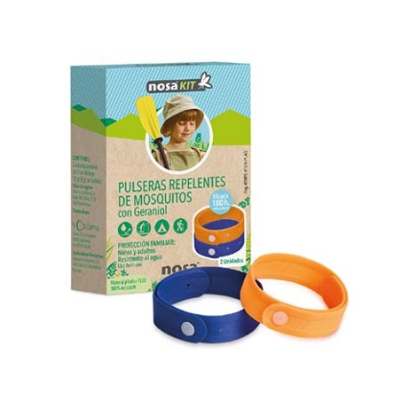 Nosa Kit Pulsera Repelente de Mosquitos Azul y Naranja 2 Uds