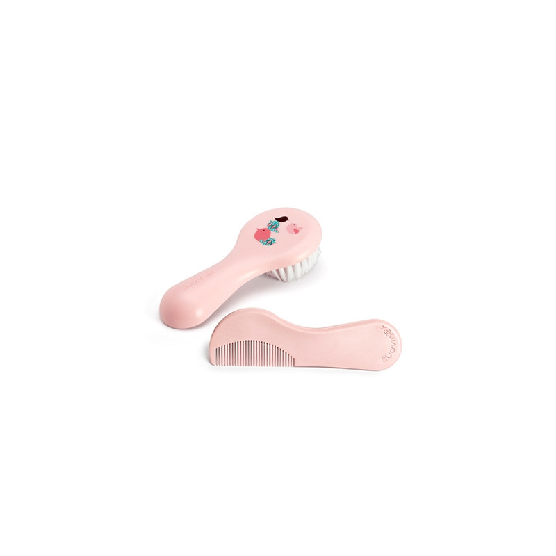 Suavinex Set Cepillo y Peine Rosa 0m+