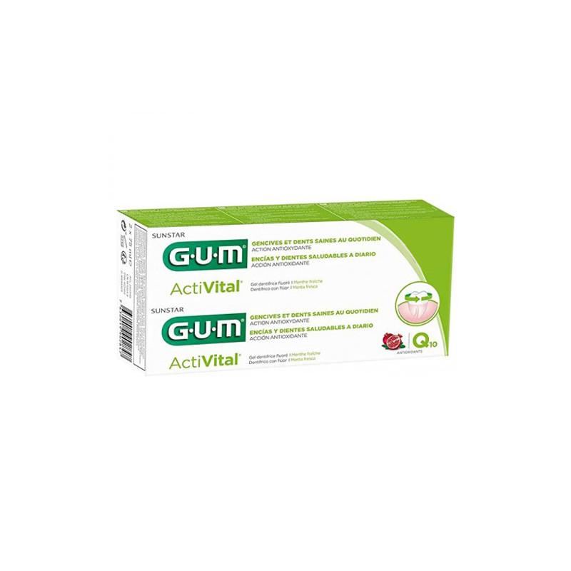 Gum Activital Dentifrico con Coenzima Q10 y Granada Duplo 2x75ml