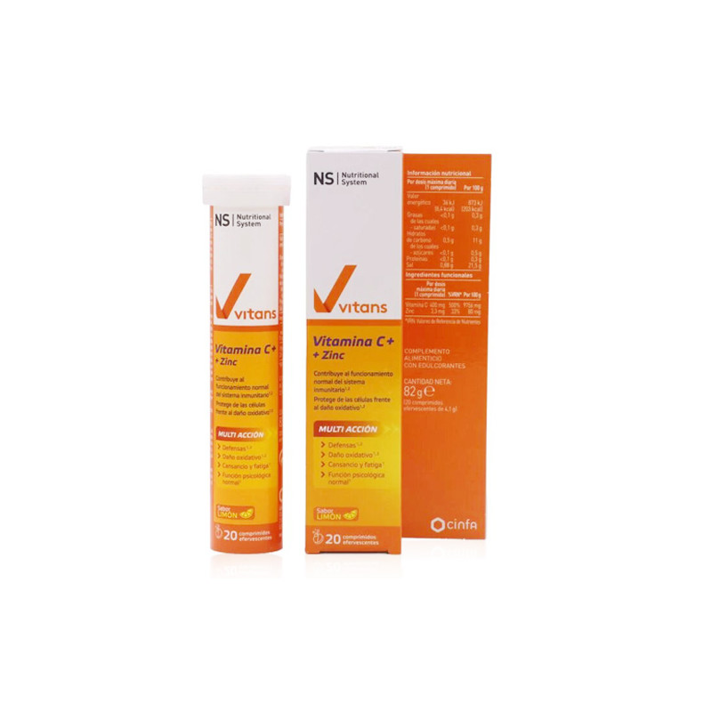 Nutritional System Vitans Vit C+ y Zinc 20 Comp Efervescentes