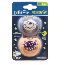 Dr Browns Advantage Chupete Silicona Nocturno T1 0-6m 2 Uds