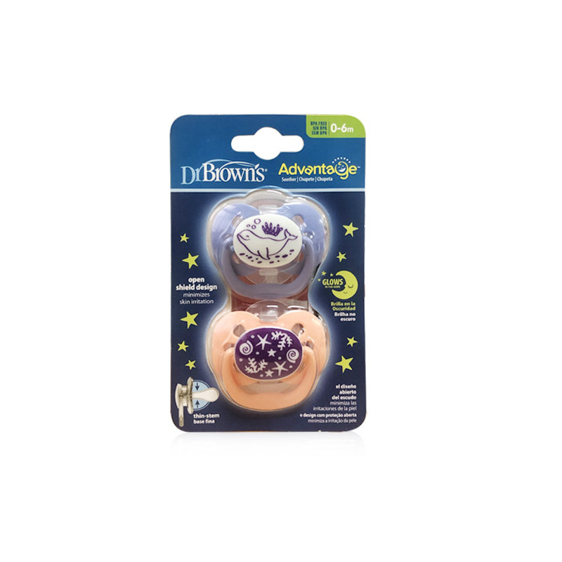 Dr Browns Advantage Chupete Silicona Nocturno T1 0-6m 2 Uds