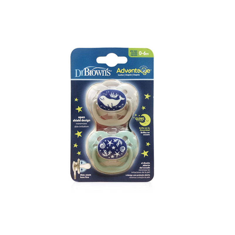 Dr Browns Advantage Chupete Silicona Nocturno T1 0-6m 2 Uds