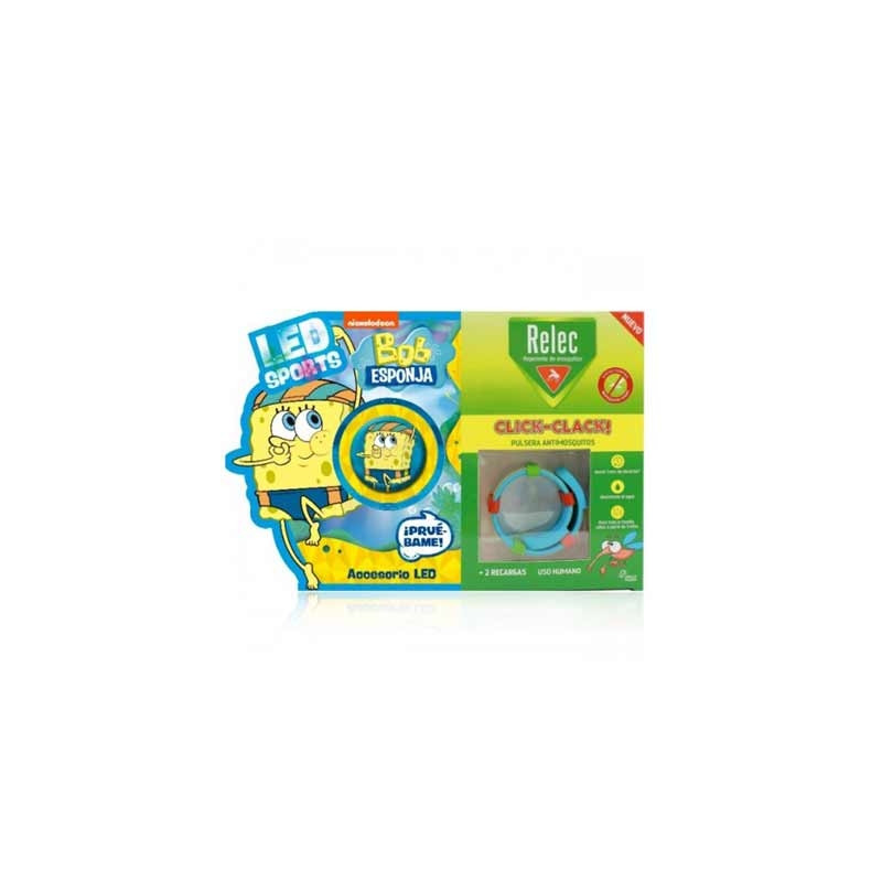 Relec Click-Clack Pulsera Antimosquitos +Led Bob Esponja Natacion