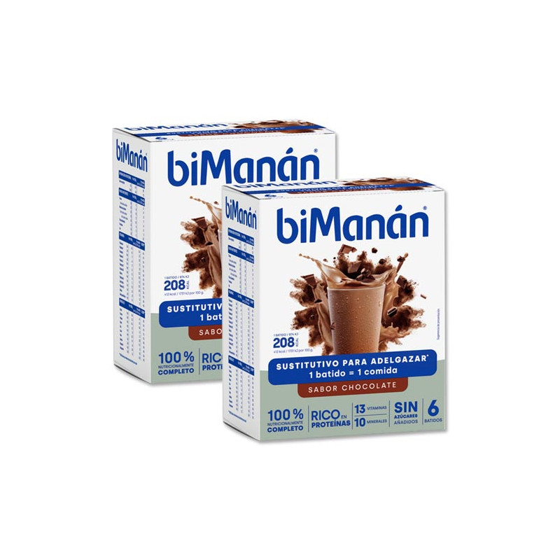 Bimanan Batido Sabor Chocolate Duplo 2x6Uds