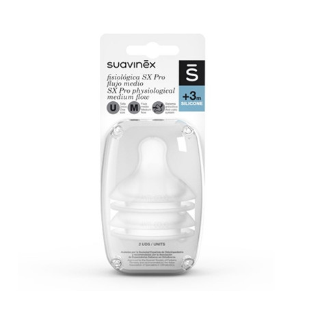 Suavinex Tetina Fisiologica SX Pro Silicona Flujo Medio 3m+ 2 Uds