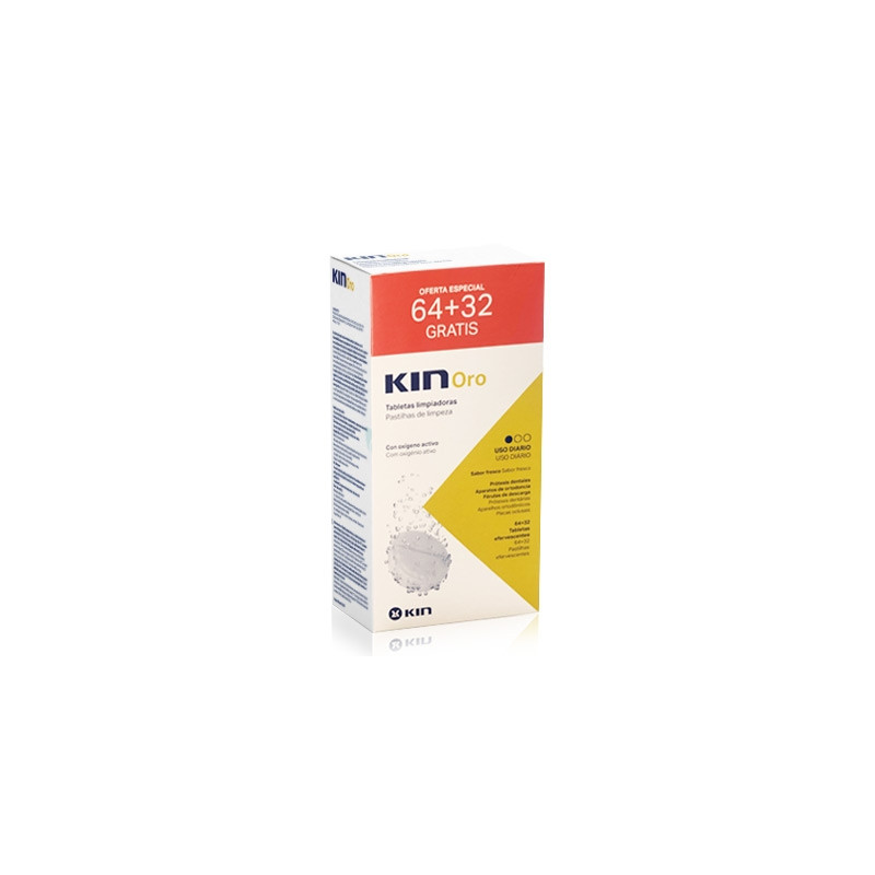 Kin Oro Tabletas Limpiadoras Oxigeno Activo 64 Uds +32 Uds Regalo
