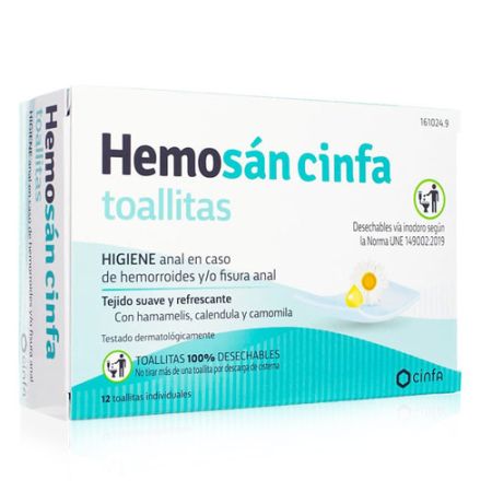 Hemosan Cinfa Hemorroides 12 Toallitas - Farmacia en Casa Online