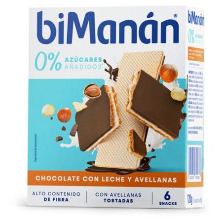 BiManan Barquillo Chocolate con Leche y Avellanas 6 Uds