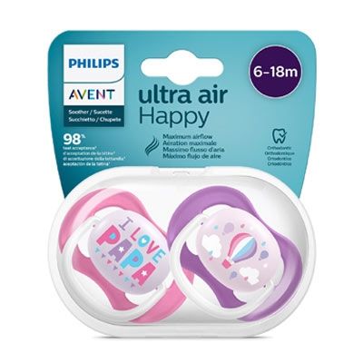2 chupetes ultra air 6-18 meses verde/gris - philips avent