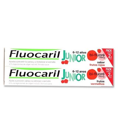 Fluocaril Junior 6-12 Años Gel Sabor Frutos Rojos Duplo 2x75ml
