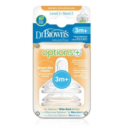 Dr. Brown's options tetina silicona boca ancha nivel 2 3m+ 2 uds - Farmacia  en Casa Online