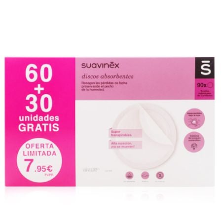 Suavinex Discos absorbentes lactancia 60+30 – La Farmacia Central Gelida