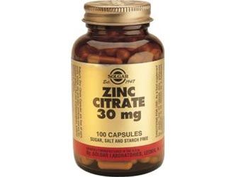 Solgar Zinc citrato 30 mg. 100 cápsulas