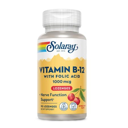 Solaray Vitamina B12 + Acido Folico 1000mg 90 Comp Sublinguales
