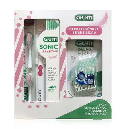 Gum Sonic Sensitive Cepillo Dental + 2 Recambios + Soft Picks