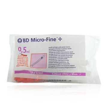 Escala Jeringa BD Micro-Fine Insulina 0.5ml Aguja 30gr 10 Uds