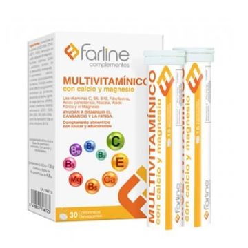 Farline Multivitaminico Calcio y Magnesio 30 Comprimidos Eferv