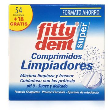 Fittydent Super Comprimidos Limpiadores 54 Uds + 18 Uds Regalo