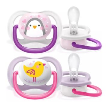 Avent Ultra Air Animals Chupete Silicona Rosa 0-6m 2 Uds