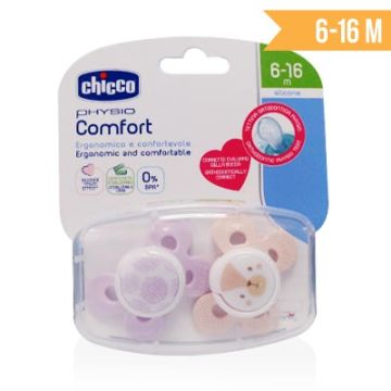 Chicco Chupete silicona physio comfort 6-16m+ rosa 2 uds