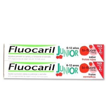 Fluocaril Junior 6-12 Años Gel Sabor Frutos Rojos Duplo 2x75ml