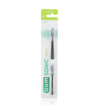 Gum Sonic Daily Recambio Cepillo Dental Suave Color Negro 2Uds