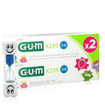 Gum Kids Gel Dentifrico Anticaries Sabor Fresa Duplo 2x50ml