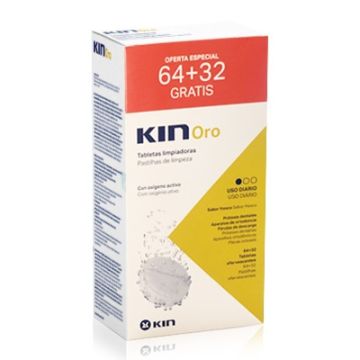 Kin Oro Tabletas Limpiadoras Oxigeno Activo 64 Uds +32 Uds Regalo