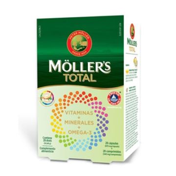 Mollers Total Vitaminas + Minerales + Omega 3 28 Caps+28 Comp
