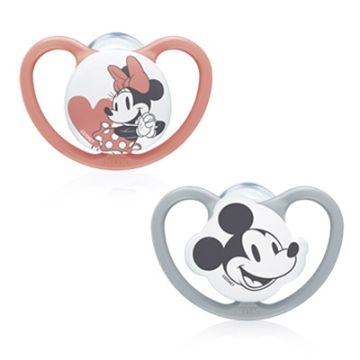 Nuk Space Mickey Chupete Silicona Gris-Rosa 18-36m 2 Uds