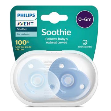 Avent Chupetes Shootie Silicona Azul 0-6m 2 Uds
