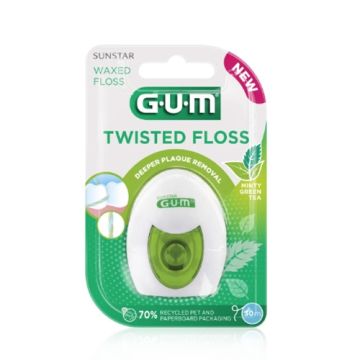 Gum Twisted Floss Seda Dental Te Verde-Menta 30m