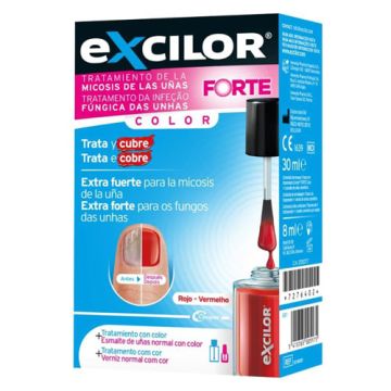Excilor Forte Color Tratamiento Micosis 30ml + Esmalte Rojo 8ml