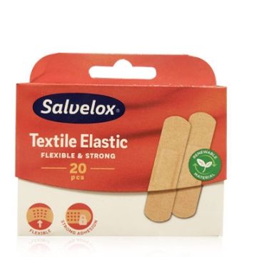 Salvelox Textile Elastic Tira Adhesiva Tela 20 Uds