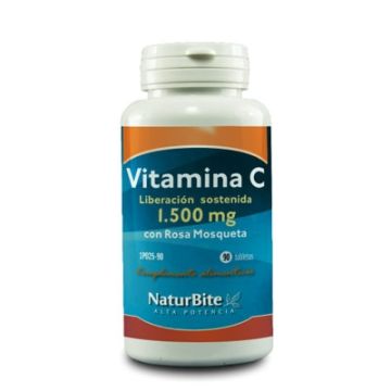 Natur Bite Vitamina C 1500mg con Rosa Mosqueta 90 Tabletas