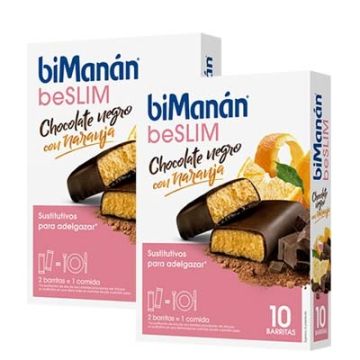 Bimanan Beslim Barritas Chocolate Negro con Naranja Duplo 2x10Uds