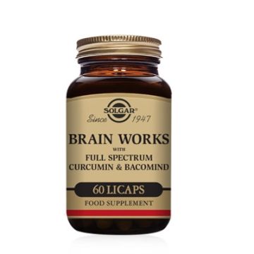 Solgar Brain Works con Full Spectrum Curcuma y BacoMind 60 Caps