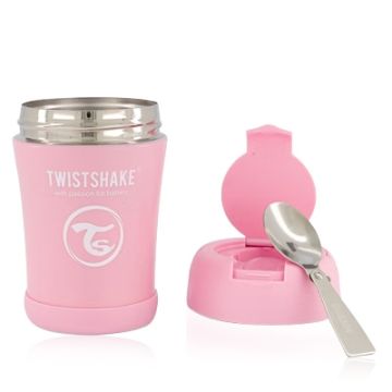 Twistshake Recipiente Termico de Acero con Cuchara Rosa 350ml