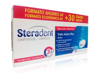 Steradent Triple acción plus limpieza prótesis 60+30 tabletas