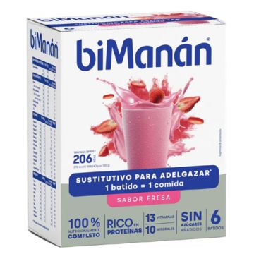 Bimanan Batido Sabor Fresa 6 Sobres