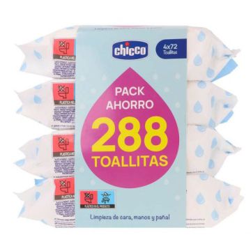 Chicco Toallitas Humedas Limpiadoras Suavizantes Pack 4x72Uds