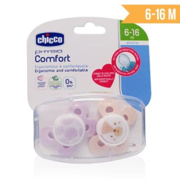 Chicco Chupete silicona physio comfort 6-16m+ rosa 2 uds
