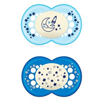 Mam Original Night Chupete Silicona Nocturno Azul 16m+ 2 Uds