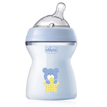 Chicco Natural Feeling Biberon Tetina Silicona Azul 2m+ 250ml